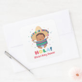 Sticker Carré Cute Hola Mexican Boy Fiesta Baby shower (Enveloppe)