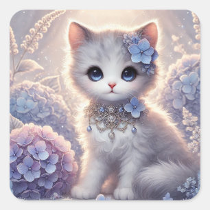 Sticker Carré Cute Hydrangea Princess Chat