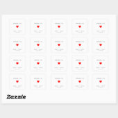 Sticker Carré Cute Jam Favoriser Red Heart Mariage moderne (Feuille)