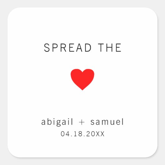 Sticker Carré Cute Jam Favoriser Red Heart Mariage moderne (Devant)