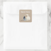 Sticker Carré Cute Japanese Long-Tailed Tit Snow Fairy (Sac)