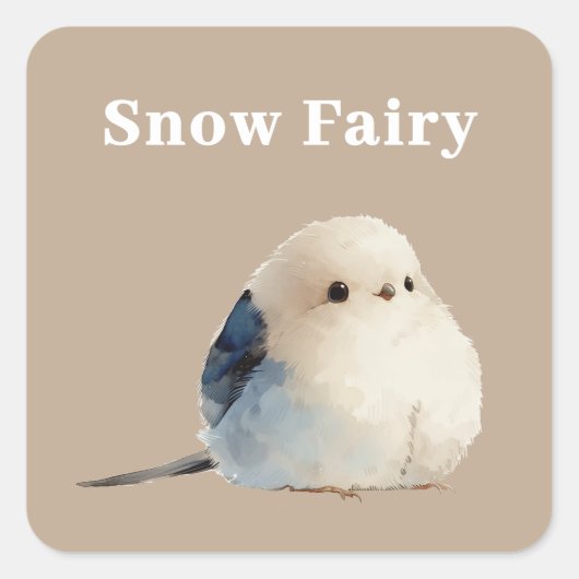 Sticker Carré Cute Japanese Long-Tailed Tit Snow Fairy (Devant)