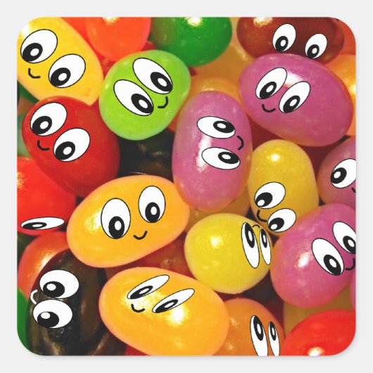 Sticker Carré Cute Jelly Bean (Devant)