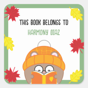 Sticker Carré Cute Kawaii Booking Hamster Fall Boplate