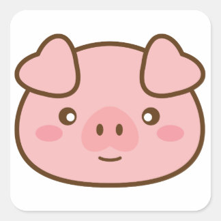 Sticker Carré Cute Kawaii Cochon