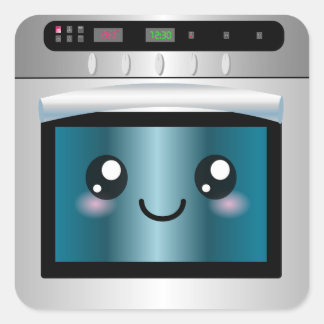Sticker Carré Cute Kawaii Four - Chef & Baker Cadeaux