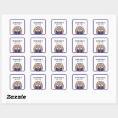 Sticker Carré Cute Kawaii Nerdy Hamster Boy Boy Boy Boy Booking (Feuille)
