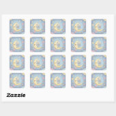 Sticker Carré Cute Kawaii Space - Astronaut and Smiling Moon (Feuille)