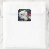 Sticker Carré Cute Kitten affamé (Sac)