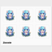 Sticker Carré Cute Kitten bleu (Feuille)