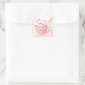 Sticker Carré Cute Kitten dans une Tea up (Sac)