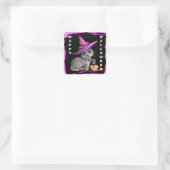 Sticker Carré Cute Kitty Chat Enfants Halloween (Sac)