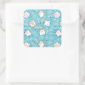 Sticker Carré Cute Kitty Chat Motif Whimsical (Sac)