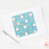 Sticker Carré Cute Kitty Chat Motif Whimsical (Enveloppe)