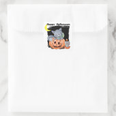 Sticker Carré Cute Kitty Jack o' Lantern Enfants Halloween (Sac)