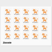 Sticker Carré Cute Kitty Orange Tabby Kitten Caricature Bonjour (Feuille)
