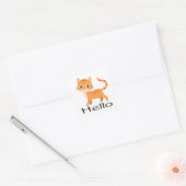 Sticker Carré Cute Kitty Orange Tabby Kitten Caricature Bonjour (Enveloppe)