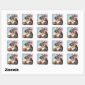 Sticker Carré Cute Koala Avec Cupcake Pastel Gradient (Feuille)