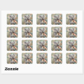 Sticker Carré Cute Koala Elegant Pastel Floral (Feuille)
