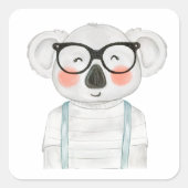 Sticker Carré Cute Koala portant des lunettes (Devant)