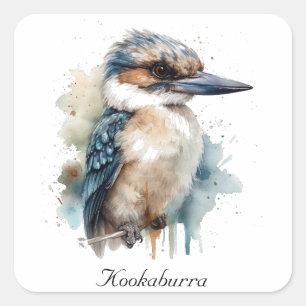 Sticker Carré Cute Kookaburra sur une branche, personnalisé
