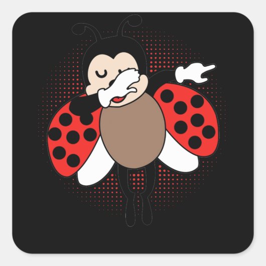 Sticker Carré Cute Ladybug Dabbing (Devant)