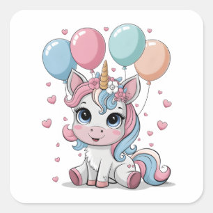 Sticker Carré Cute licorne