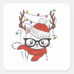 Sticker Carré Cute little cat with