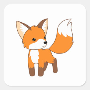 Sticker Carré Cute Little Fox