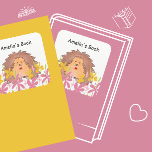 Sticker Carré Cute Little Hedgehog Ce Livre Appartient Stic Carr