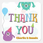Sticker Carré Cute Little Monsters Anniversaire Merci de fête (Devant)
