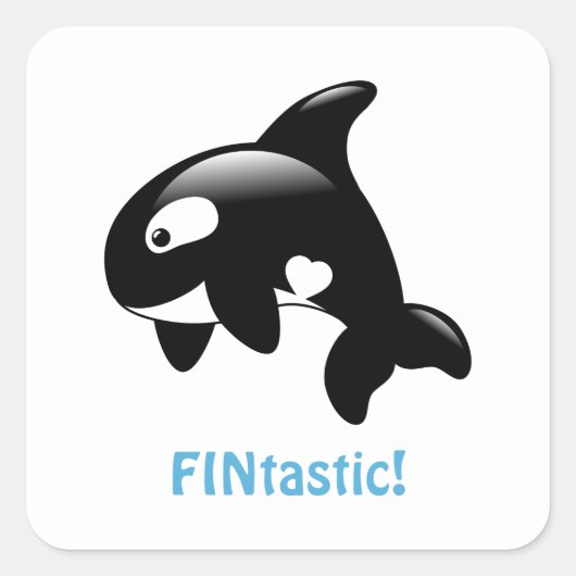 Sticker Carré Cute Little Orca FINtastic (Fantastique) (Devant)
