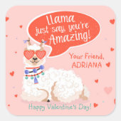Sticker Carré Cute Llama Valentine (Devant)
