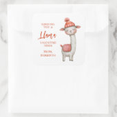 Sticker Carré Cute Llama Valentine's Day Label, Valentine (Sac)