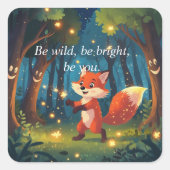 Sticker Carré Cute Magical Fox  (Devant)