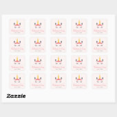 Sticker Carré Cute Magical Unicorn Valentine's Day Personalized (Feuille)