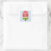 Sticker Carré Cute Melon Popsicle Joyeux Anniversaire (Sac)