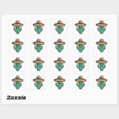 Sticker Carré Cute mexicaine Sombrero Cactus (Feuille)