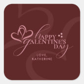 Sticker Carré Cute Minimal Modern Maroon Script Galentines Day  (Devant)