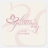Sticker Carré Cute Minimal Modern Pink Cream Script Galentine's  (Devant)