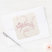 Sticker Carré Cute Minimal Modern Pink Cream Script Galentine's  (Enveloppe)
