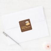 Sticker Carré Cute Modern Honey Bee Baby shower Invitation (Enveloppe)