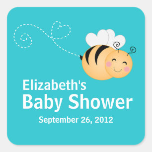 Sticker Carré Cute Modern Honey Bee Baby shower Invitation