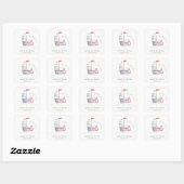 Sticker Carré Cute Nautical Soft Red Blue Anniversaire de enfant (Feuille)
