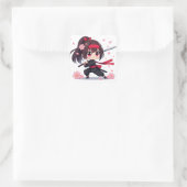 Sticker Carré Cute ninja guerrière fille en fleur (Sac)