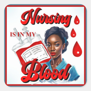 Sticker Carré Cute Nurse Pinup_ C'est dans mon sang