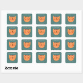 Sticker Carré Cute Orange Chat Anniversaire merci (Feuille)
