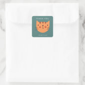Sticker Carré Cute Orange Chat Anniversaire merci (Sac)