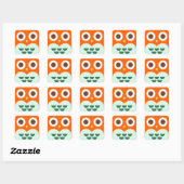 Sticker Carré Cute Orange Owl sur Green Plaid Arrière - plan (Feuille)