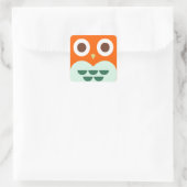 Sticker Carré Cute Orange Owl sur Green Plaid Arrière - plan (Sac)